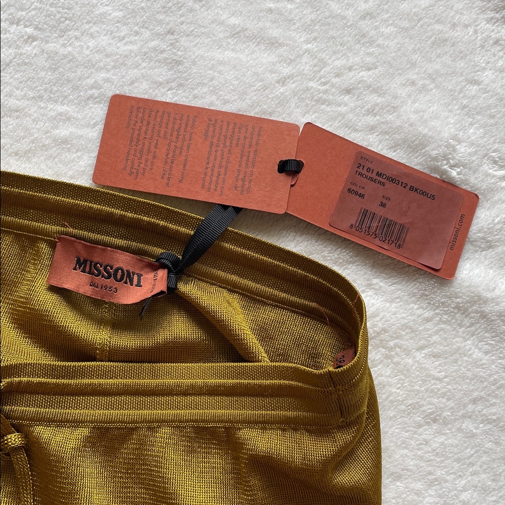 NWT Auth.Missoni Mustard Yellow Gold Fantasy Design Knit Pants Trousers 38 - Picture 7 of 10